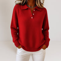 Olivia™ | Weicher Strickpullover mit Kragen – Rot