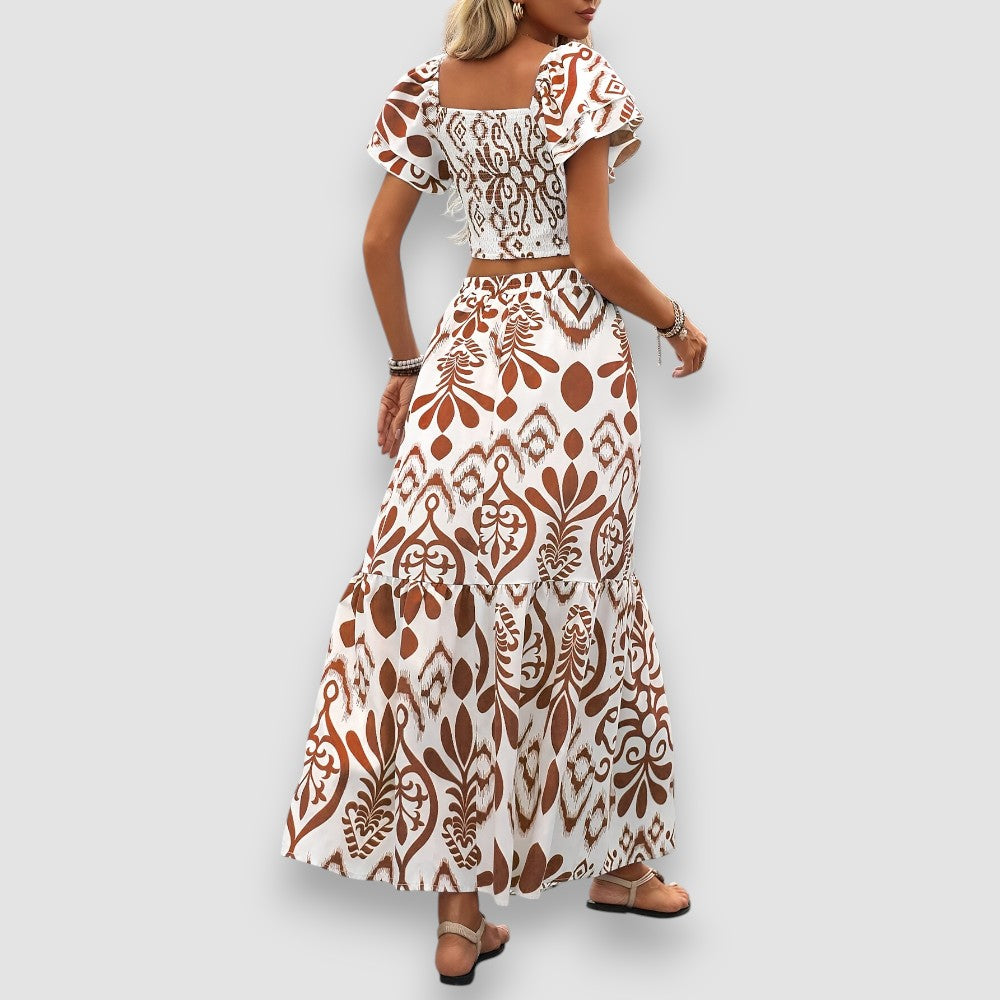 Beline | Crop Top & hochtaillierter Maxirock Set