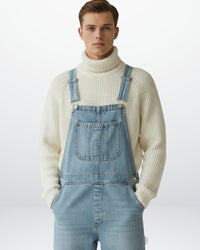 Jeans Latzhose für Herren mit verstellbaren Trägern - lang – Hellblau
