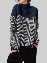 Dory Zweifarbiger Rollkragenpullover aus Baumwolle – Marine