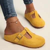Korae - T-Riemchen-Clogs mit Schnalle – Gelb
