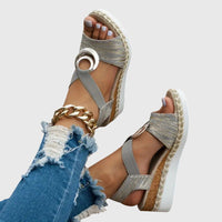 Hanna | Damen Orthopädische Schnallenriemen Sandalen Komfort Sommer – Grau