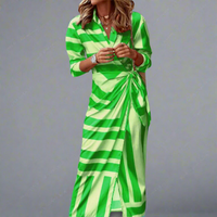 Clarissa | Streifen-Hemdblusenkleid für sommerlichen Komfort – Grün