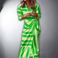 Clarissa | Gestreiftes Hemdblusenkleid mit sommerlichem Komfort – Grün