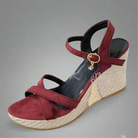 Xeltrud | Bequeme Plateau-Sandalen mit Keilabsatz – Weinrot