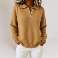 Olivia™ | Weicher Strickpullover mit Kragen – Camel