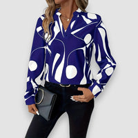 Stella | Gemusterte Bluse mit V-Ausschnitt – Marine