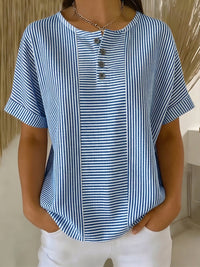 Selvara - gestreifte Bluse mit Knopfdetails – Marine