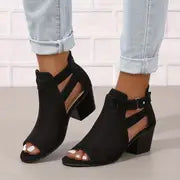 Charleen -  Damen-Sandalen mit klobigen Absätzen – Schwarz