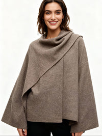 Poncho Jacke für Damen mit Schalkragen – Grau