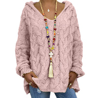 Damen KABELSTRICK HOODIE PULLOVER | MODISCHER, BEQUEMER, VIELSEITIGER – Rosa