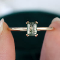 Natürlicher Moosachat Ring – Goldgelb