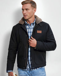 Feldjacke mit weichem Hemdkragen für Herren – Schwarz