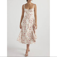 Paula | Exklusives Midi-Kleid mit Korsett – Rosa