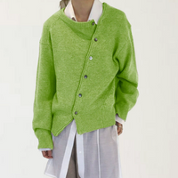 Asymmetrischer Knopf-Cardigan – Mühelose Raffinesse mit modernem Twist – Grün