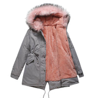 Gardana | Parka Mi-Longue Doublée en Polaire avec Capuche en Fourrure pour Femme – Gris