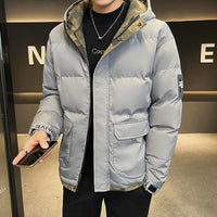 Olinaveia | Herren Daunenjacke mit Kapuze und Steppdesign – Hellblau