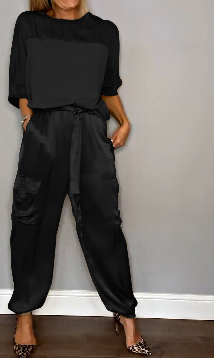 Tara - Modisches Satin-Outfit-Set