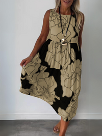 Sena - Sommer Blumenmuster Kleid – Braun