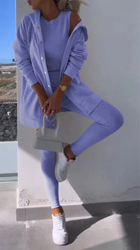 Elise - Elegantes Kapuzenweste Sweatshirt-Set – Lila