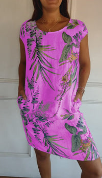Sammy - Rundhalsausschnitt Bedrucktes Kleid – Lila