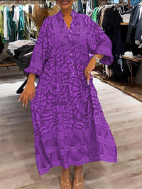 Elyanna - Bedrucktes Kleid Mit V-Ausschnitt – Lila