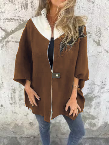 Reivalia | Lässige Jacke mit Stehkragen und Halbreißverschluss – Weiß