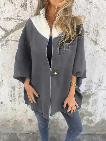 Reivalia | Lässige Jacke mit Stehkragen und Halbreißverschluss – Weiß