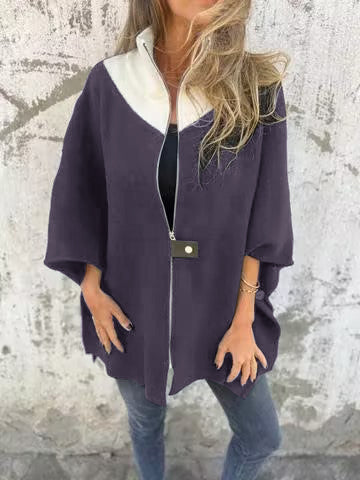 Reivalia | Lässige Jacke mit Stehkragen und Halbreißverschluss – Weiß
