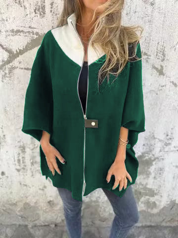 Reivalia | Lässige Jacke mit Stehkragen und Halbreißverschluss – Weiß