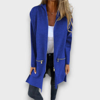 Junira – Langer Cardigan mit Reißverschluss – Blau