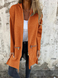 Easora™ - Lässiger und Bequemer Hoodie im Cardigan-Stil – Orangebraun