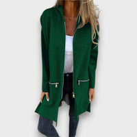 Junira – Langer Cardigan mit Reißverschluss – Grün