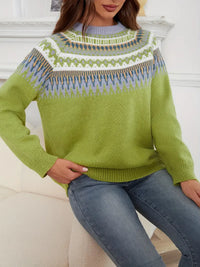 RETRO GEO PRINT PULLOVER | MODERNER, EINZIGARTIGER STIL – Grün