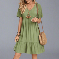 Derislind | Boho Minikleid mit Rüschen und sommerlicher Ausstrahlung – Grün
