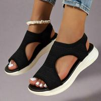 Amelie | Handgefertigte Wedge-Sandalen aus Premium-Material – Schwarz