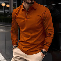 Deacon - Bequemes Langarm-Poloshirt für Herren – Orange