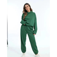 Damen Trainingsset | Zweiteiliges Oversize-Set Lässig – Dunkelgrün