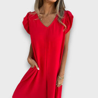 Selvina – Jumpsuit mit fließender Silhouette – Rot