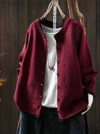 Aileen | Strickjacke mit Struktur – Bordeauxrot