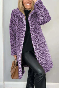 ZOE – Damen-Wintermantel mit Animal-Print – Lila