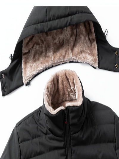 Teun | Warme Herren-Fleecejacke mit Kapuze & Reißverschlusstaschen, Winddicht für Herbst & Winter