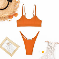 Rita | Hochgeschnittener Sommerbikini – Orange