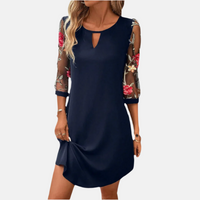 Sommerkleid - Elegantes Midi Cocktailkleid mit Blumenärmel – Blau
