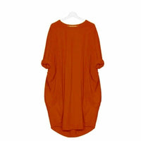 Eivy - Lässiges langes lockeres Kleid – Orange