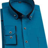 LEAND| Herren Stretch-Hemd mit Langarm – Glatt & Knitterfrei – Türkisblau