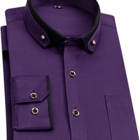 LEAND| Herren Stretch-Hemd mit Langarm – Glatt & Knitterfrei – Violett