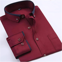 LEAND| Herren Stretch-Hemd mit Langarm – Glatt & Knitterfrei – Rot