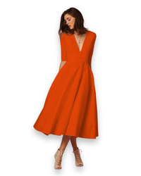 Damen Elegantes Festliches Kleid | Ärmellos Maxi – Orange