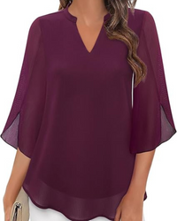 Damen Elegante Luftige Bluse | Vielseitig – Bordeaux